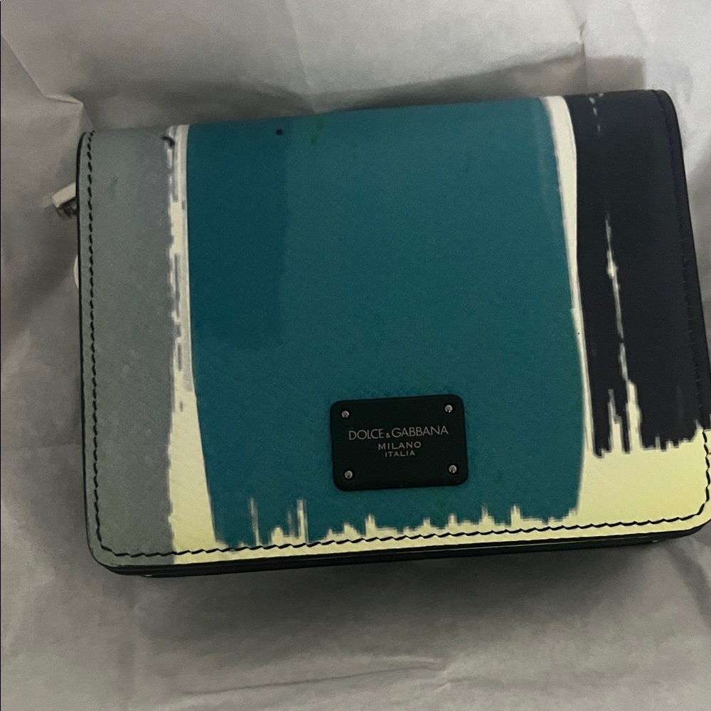 New!  Dolce & Gabbana Teal and Black Women's Wallet w/ crossbody strap